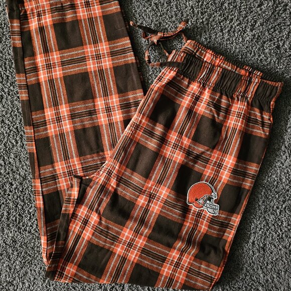 men NFL TEAM APPAREL 2-pc CLEVELAND BROWNS sleepwear TOP plaid PANTS set S/S - Picture 4 of 6